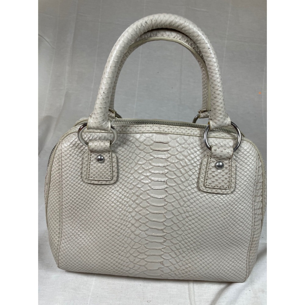Talbot Quilted Leather Snakeskin Embossed Double Handle Satchel Shoulder Bag